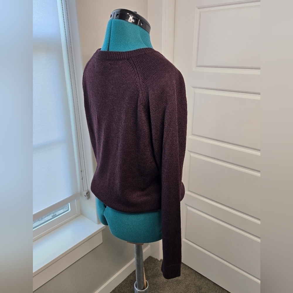 LOFT ANN TAYLOR PLUM PURPLE BEJEWELED SWEATER LONG SLEEVE WOMEN MEDIUM SPARKLE - Picture 6 of 12